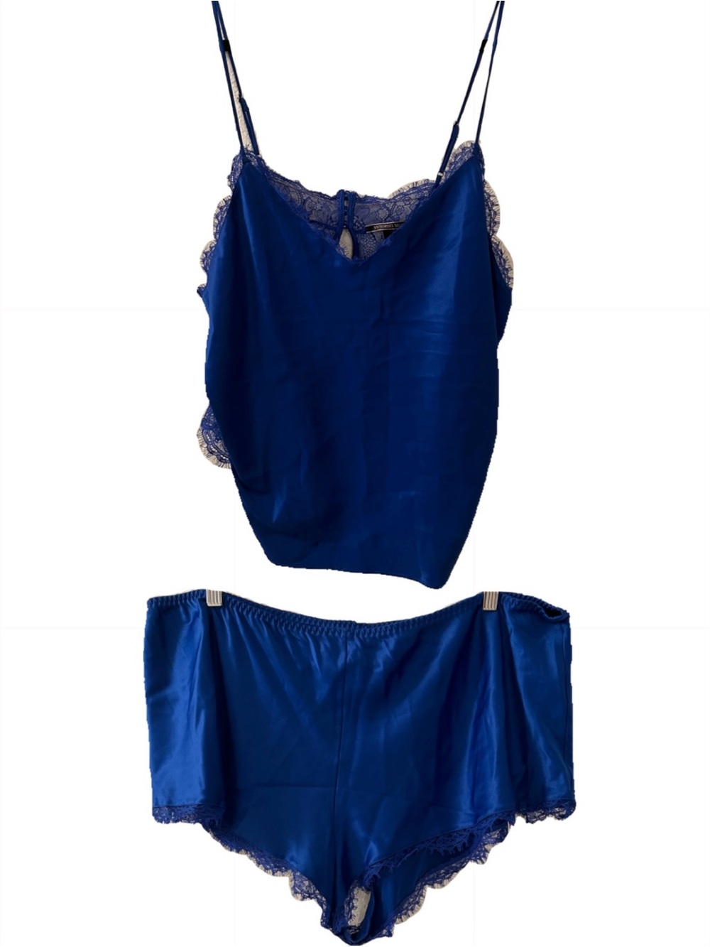 Victoria's Secret Royal Blue Lace-Trim Cami & Short Pajama Set